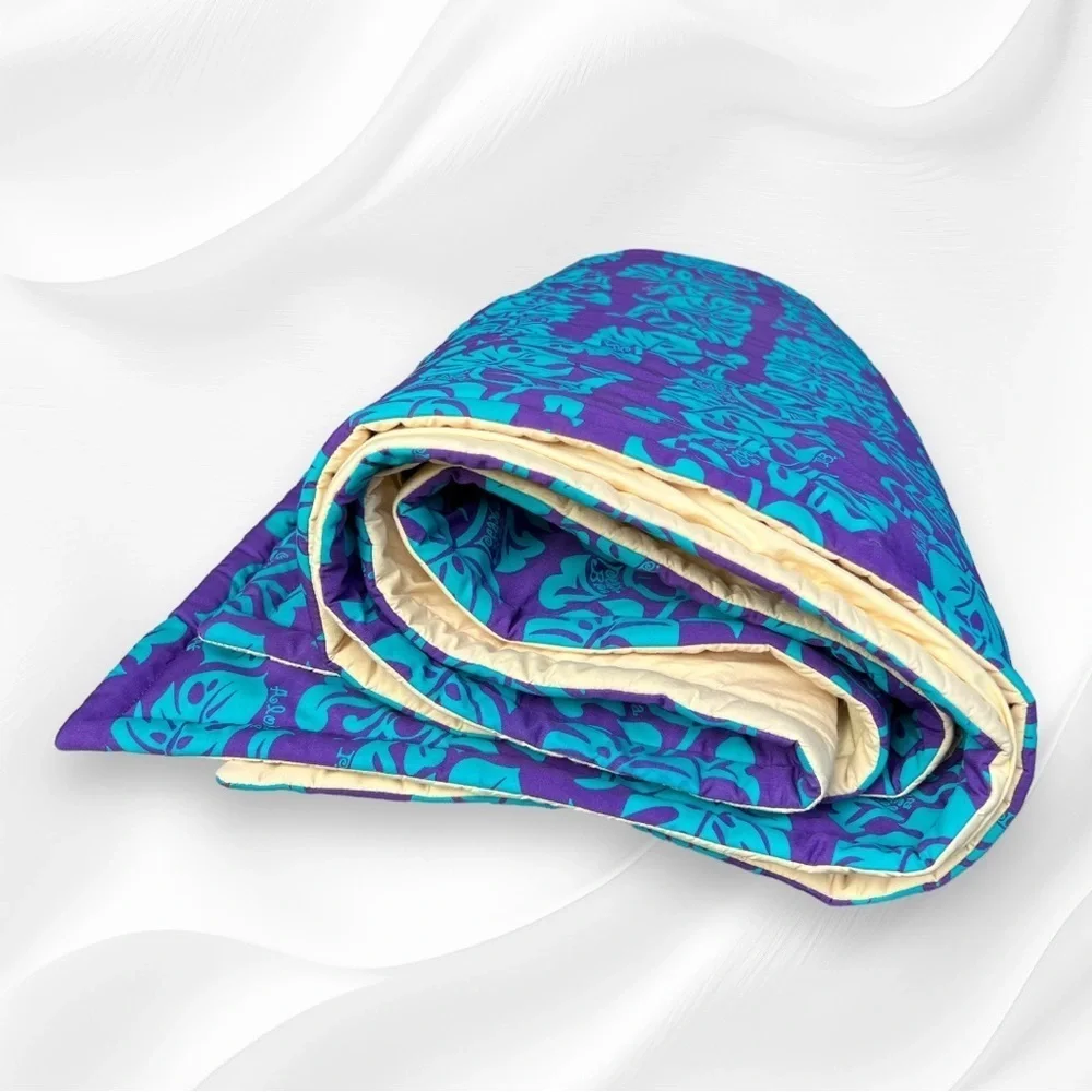 Hawaiian Monstera Twin Size Comforter Teal Purple Color Aloha Peak a Boo